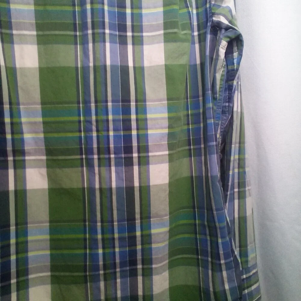 Banana Republic Shirt Men M 15-15 1/2 Button Up Long Sleeve Plaid Blue Green